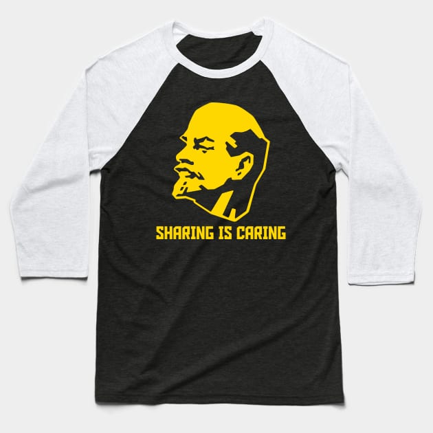 Sharing is Caring - Lenin - Yellow Baseball T-Shirt by kaliyuga